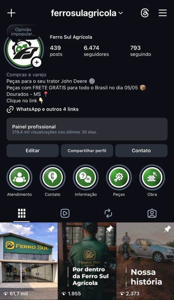 Ferro Sul Instagram - Depois